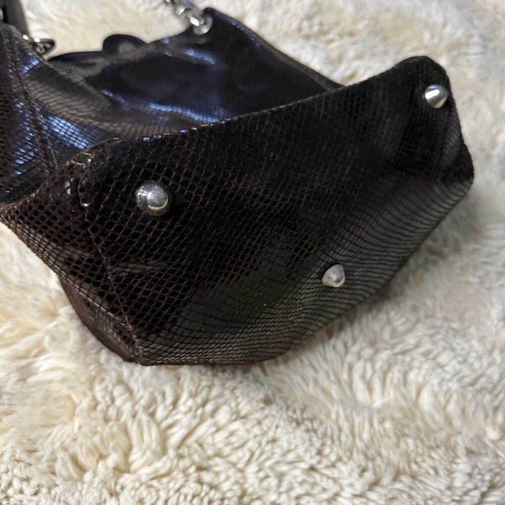 Valentino Python Embossed Leather Shoulder Bag Br… - image 5